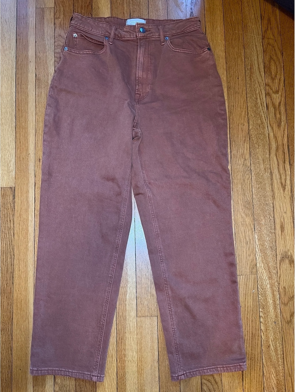 Everlane Way-High Curvy Jeans 31T Rust Brown High Rise Straight Fall Minimalist